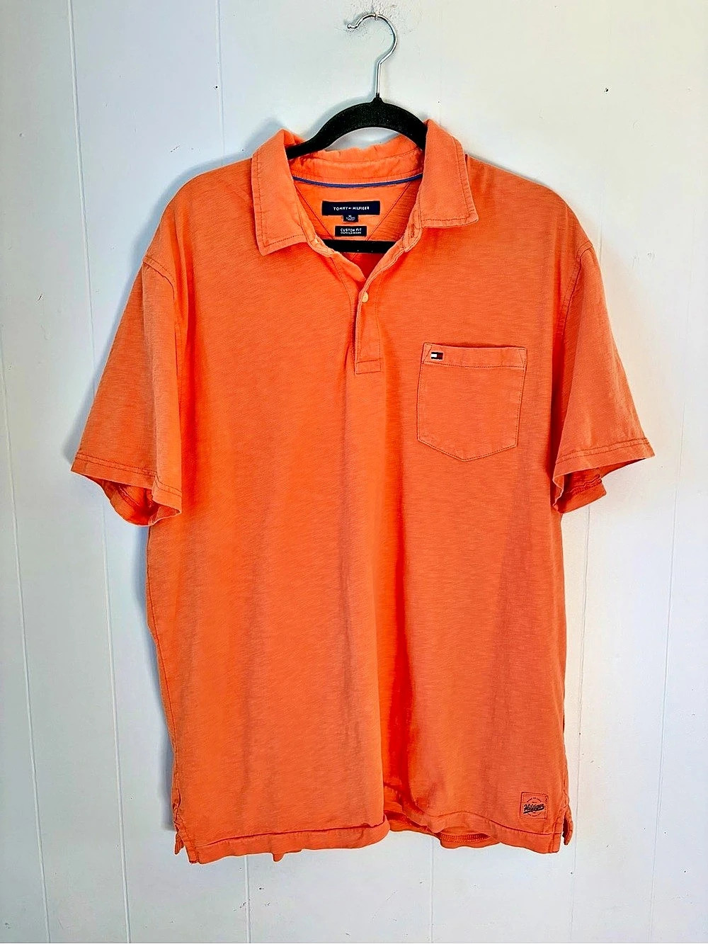 Tommy Hilfiger Custom Fit Polo Shirt Men's Orange Polo Size Large